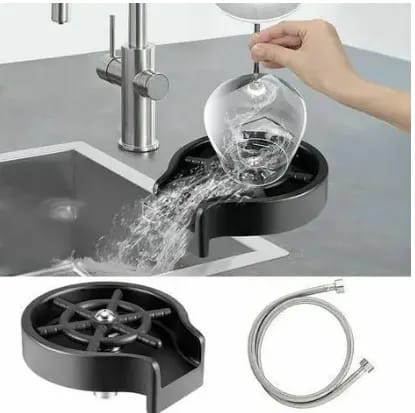 “Stainless Steel Glass Rinser for Kitchen Sink – Universal Cup, Bottle & Glass Washer Attachment for Quick & Efficient Cleaning”