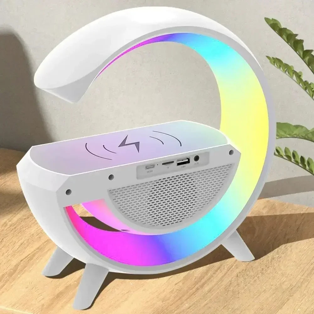 BT-3401 Multi-Functional G-Lamp Bluetooth Speaker – LED Display Clock, Wireless Charging, Night Light & MP3 Player for Home & Living Room