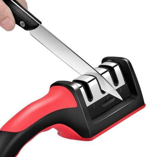 3-in-1 Manual Knife Sharpener – Stainless Steel 3-Stage Handheld Kitchen Sharpening Tool