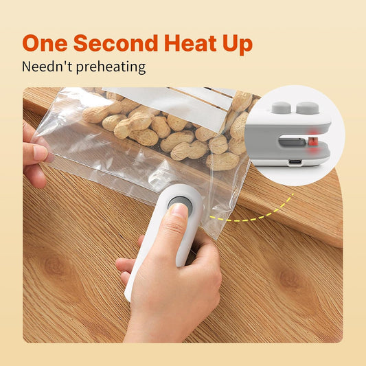 2-in-1 USB Rechargeable Mini Heat Sealing Machine with Cutter – Portable Food Sealer for Chip Bags, Plastic Bags & Snack Storage (Random Color)