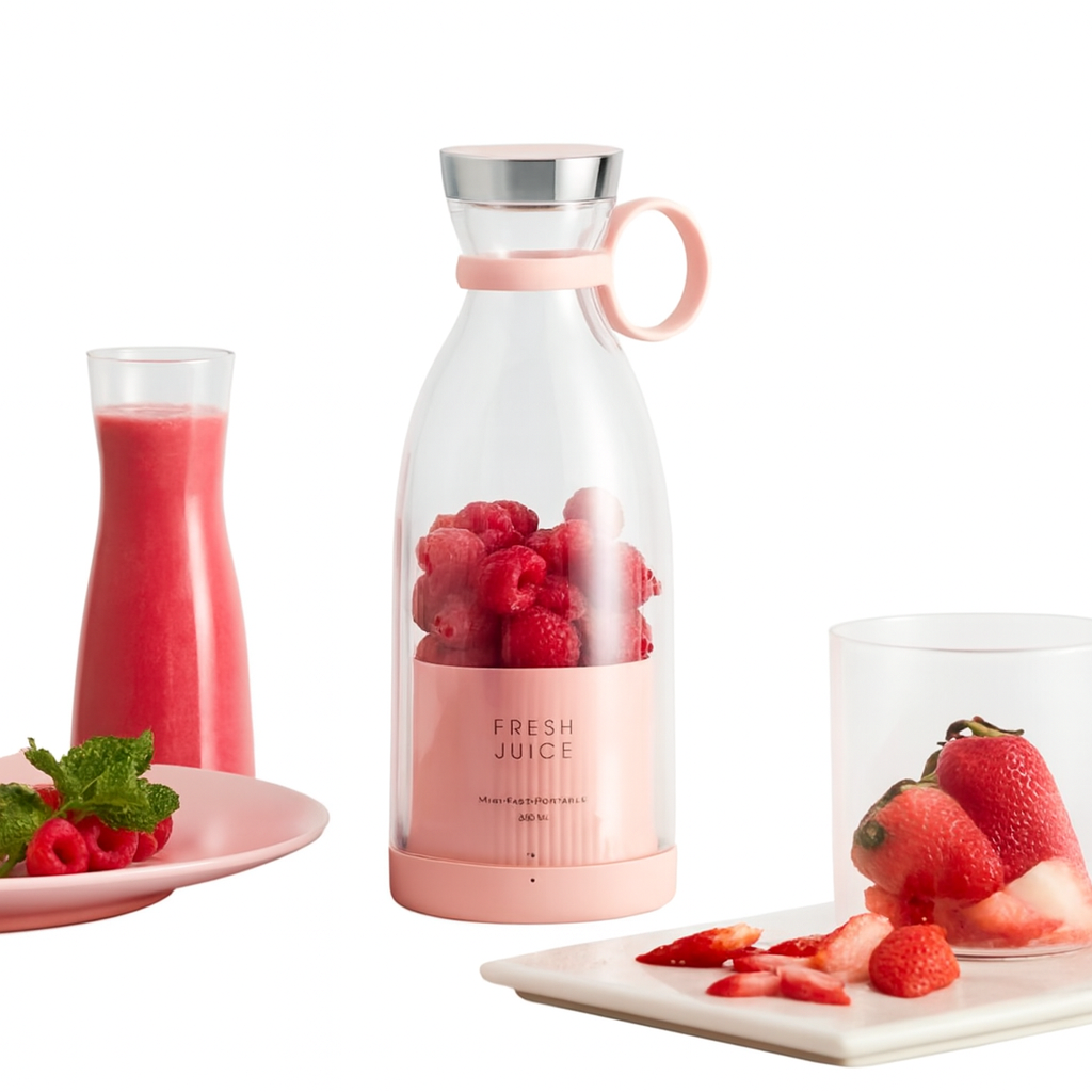 Portable 6-Blade Mini Juicer Blender | USB Rechargeable Smoothie Maker | Powerful Personal Fruit Mixer for Travel, Gym & Home (Random Color)