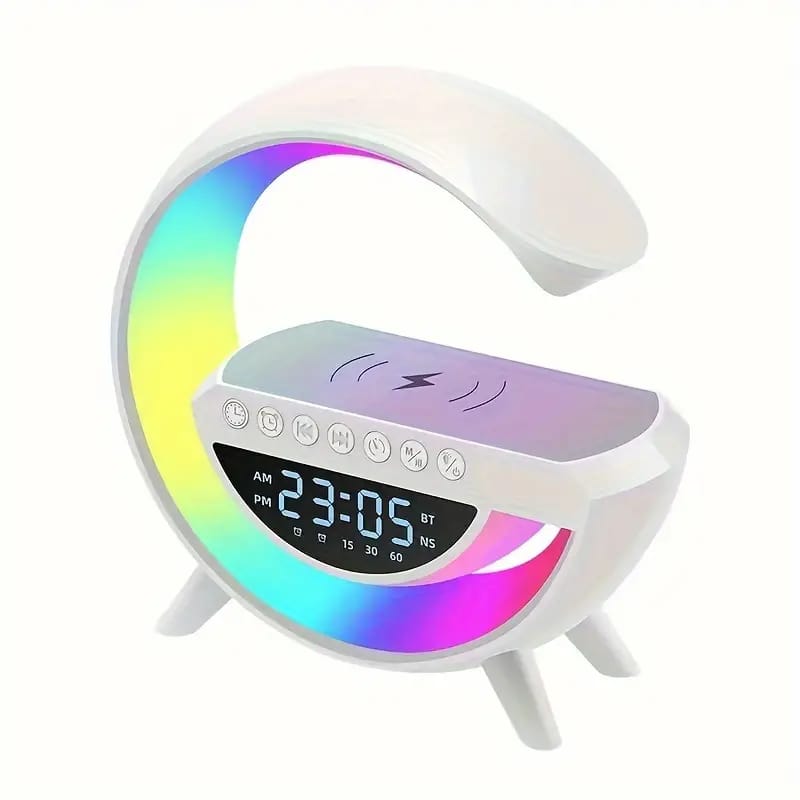 BT-3401 Multi-Functional G-Lamp Bluetooth Speaker – LED Display Clock, Wireless Charging, Night Light & MP3 Player for Home & Living Room