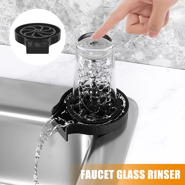 “Stainless Steel Glass Rinser for Kitchen Sink – Universal Cup, Bottle & Glass Washer Attachment for Quick & Efficient Cleaning”